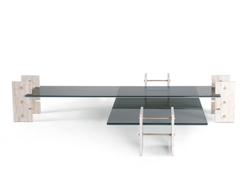FITZROY - Travertine and glass coffee table by Gianfranco Ferré Home - view 2